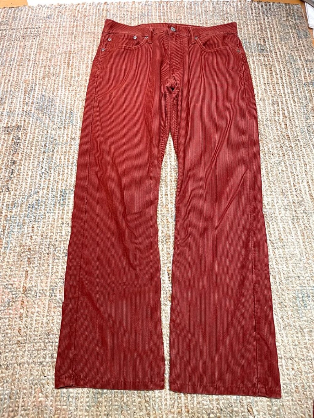 Levi's 514 Straight Fit Corduroy Pants Mens 32 x 30 Rust Brick Red Orange